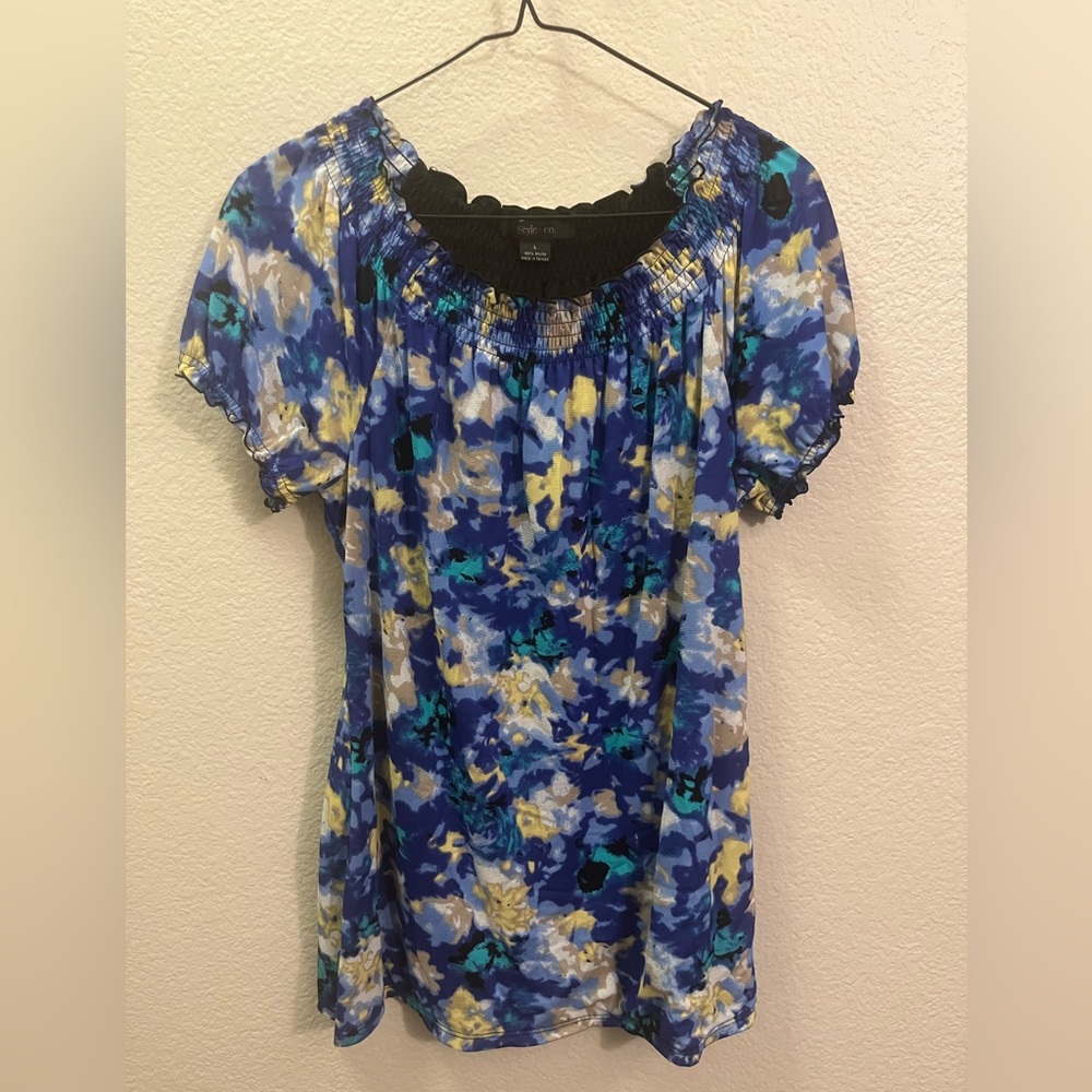 Style&co Blue Floral Blouse - Women’s Size L